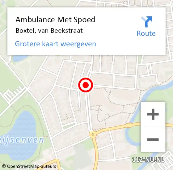 Locatie op kaart van de 112 melding: Ambulance Met Spoed Naar Boxtel, van Beekstraat op 22 februari 2019 11:36