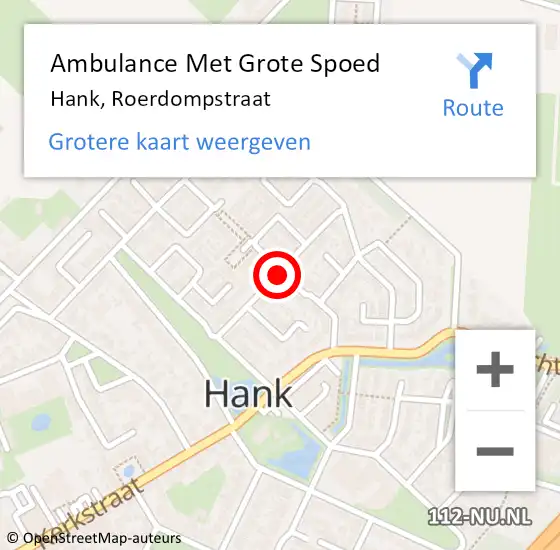 Locatie op kaart van de 112 melding: Ambulance Met Grote Spoed Naar Hank, Roerdompstraat op 22 februari 2019 12:22