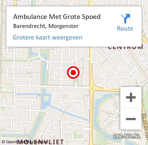 Locatie op kaart van de 112 melding: Ambulance Met Grote Spoed Naar Barendrecht, Morgenster op 22 februari 2019 12:24