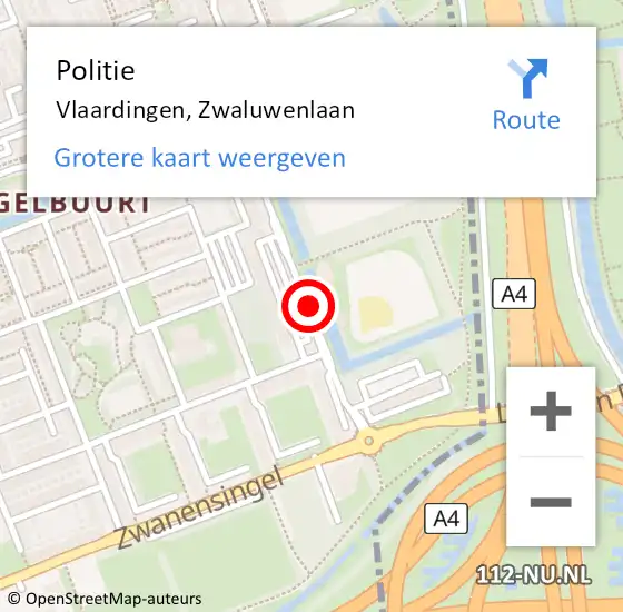 Locatie op kaart van de 112 melding: Politie Vlaardingen, Zwaluwenlaan op 22 februari 2019 12:55