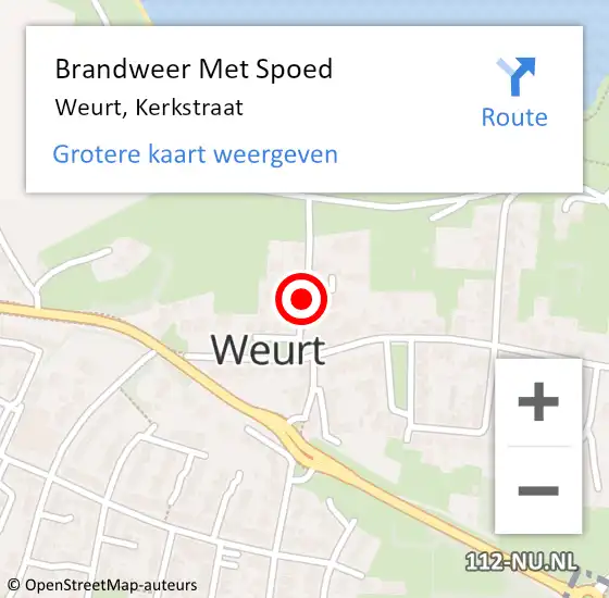 Locatie op kaart van de 112 melding: Brandweer Met Spoed Naar Weurt, Kerkstraat op 22 februari 2019 13:09