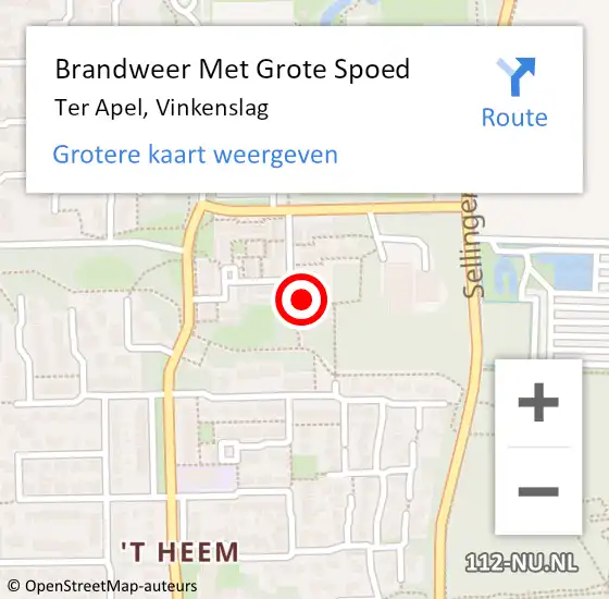 Locatie op kaart van de 112 melding: Brandweer Met Grote Spoed Naar Ter Apel, Vinkenslag op 26 september 2013 13:02