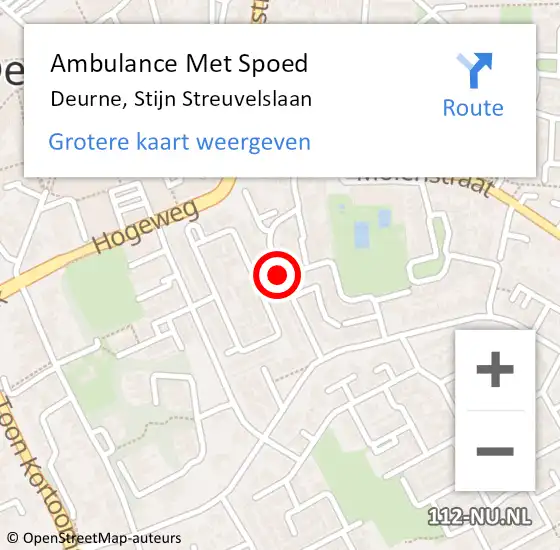 Locatie op kaart van de 112 melding: Ambulance Met Spoed Naar Deurne, Stijn Streuvelslaan op 22 februari 2019 14:55