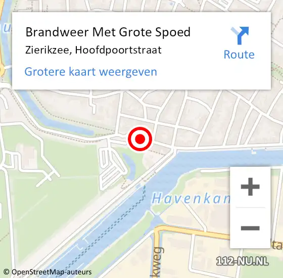 Locatie op kaart van de 112 melding: Brandweer Met Grote Spoed Naar Zierikzee, Hoofdpoortstraat op 22 februari 2019 15:12