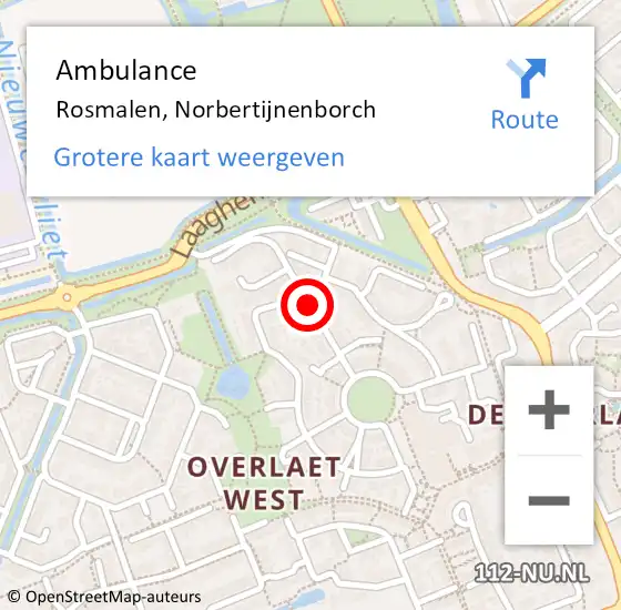 Locatie op kaart van de 112 melding: Ambulance Rosmalen, Norbertijnenborch op 22 februari 2019 15:39