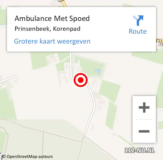 Locatie op kaart van de 112 melding: Ambulance Met Spoed Naar Prinsenbeek, Korenpad op 22 februari 2019 16:21