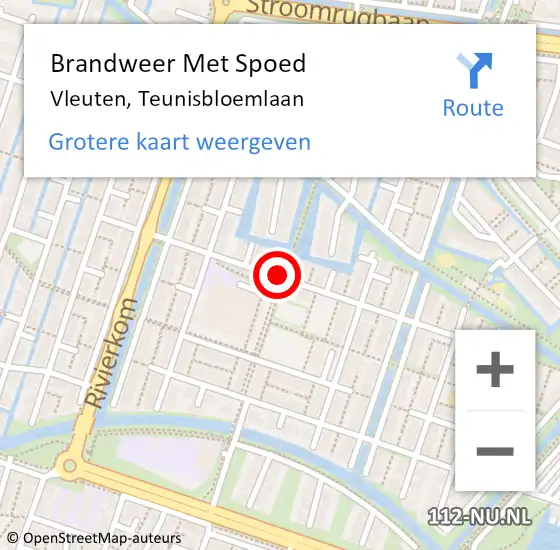 Locatie op kaart van de 112 melding: Brandweer Met Spoed Naar Vleuten, Teunisbloemlaan op 22 februari 2019 16:34