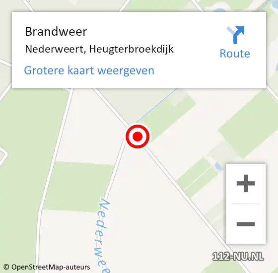 Locatie op kaart van de 112 melding: Brandweer Nederweert, Heugterbroekdijk op 22 februari 2019 17:11