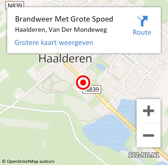 Locatie op kaart van de 112 melding: Brandweer Met Grote Spoed Naar Haalderen, Van Der Mondeweg op 22 februari 2019 18:28