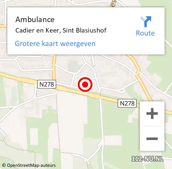 Locatie op kaart van de 112 melding: Ambulance Cadier en Keer, Sint Blasiushof op 24 maart 2014 12:57