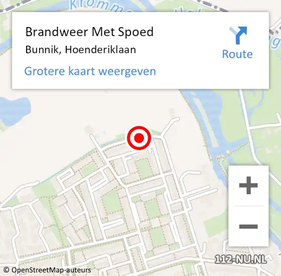 Locatie op kaart van de 112 melding: Brandweer Met Spoed Naar Bunnik, Hoenderiklaan op 22 februari 2019 20:33