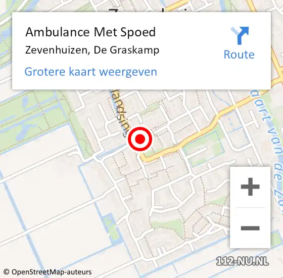 Locatie op kaart van de 112 melding: Ambulance Met Spoed Naar Zevenhuizen, De Graskamp op 24 maart 2014 13:08