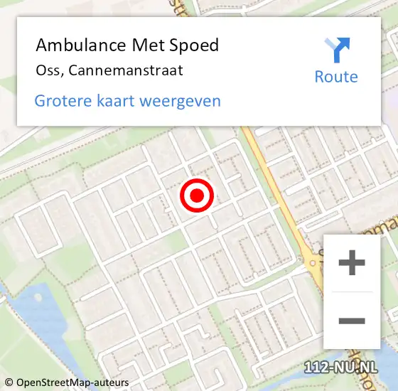 Locatie op kaart van de 112 melding: Ambulance Met Spoed Naar Oss, Cannemanstraat op 22 februari 2019 22:39