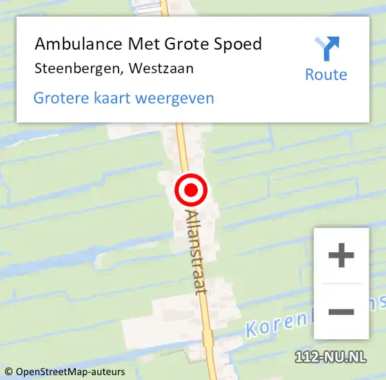 Locatie op kaart van de 112 melding: Ambulance Met Grote Spoed Naar Steenbergen, Westzaan op 23 februari 2019 00:36