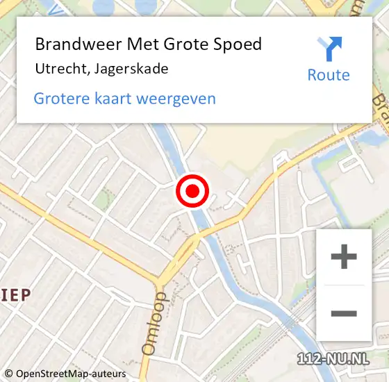 Locatie op kaart van de 112 melding: Brandweer Met Grote Spoed Naar Utrecht, Jagerskade op 23 februari 2019 01:55