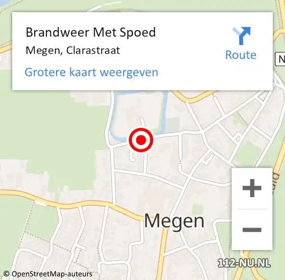 Locatie op kaart van de 112 melding: Brandweer Met Spoed Naar Megen, Clarastraat op 23 februari 2019 03:02