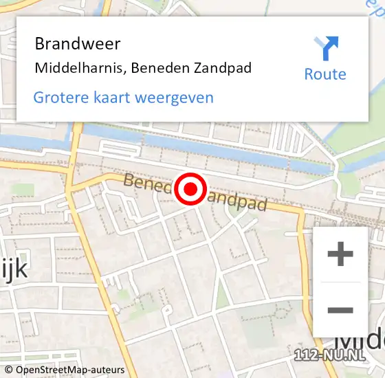 Locatie op kaart van de 112 melding: Brandweer Middelharnis, Beneden Zandpad op 23 februari 2019 03:55