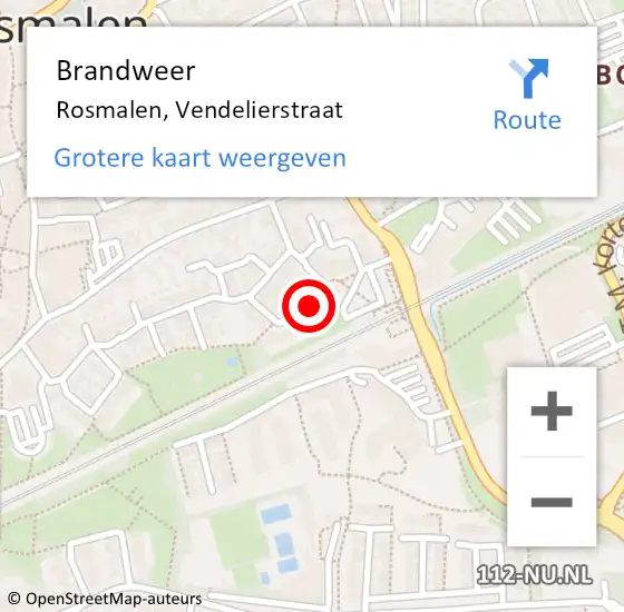 Locatie op kaart van de 112 melding: Brandweer Rosmalen, Vendelierstraat op 24 maart 2014 13:27