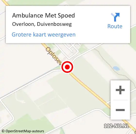 Locatie op kaart van de 112 melding: Ambulance Met Spoed Naar Overloon, Duivenbosweg op 23 februari 2019 06:06