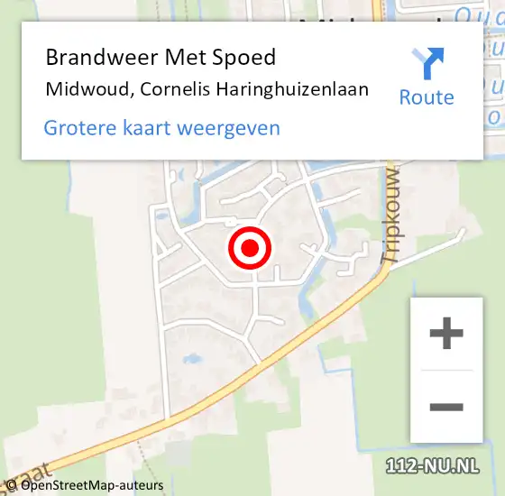 Locatie op kaart van de 112 melding: Brandweer Met Spoed Naar Midwoud, Cornelis Haringhuizenlaan op 23 februari 2019 10:32