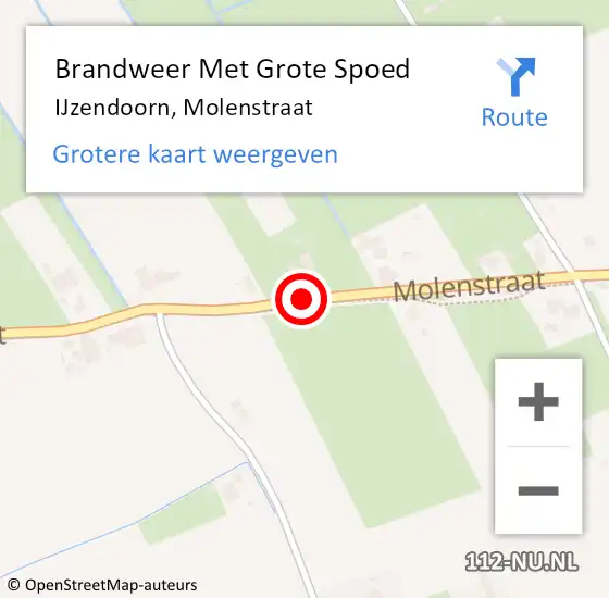 Locatie op kaart van de 112 melding: Brandweer Met Grote Spoed Naar IJzendoorn, Molenstraat op 23 februari 2019 10:39