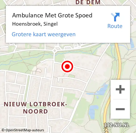 Locatie op kaart van de 112 melding: Ambulance Met Grote Spoed Naar Hoensbroek, Singel op 24 maart 2014 13:41