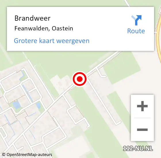 Locatie op kaart van de 112 melding: Brandweer Feanwalden, Oastein op 23 februari 2019 10:59