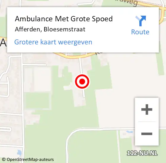 Locatie op kaart van de 112 melding: Ambulance Met Grote Spoed Naar Afferden, Bloesemstraat op 23 februari 2019 13:17