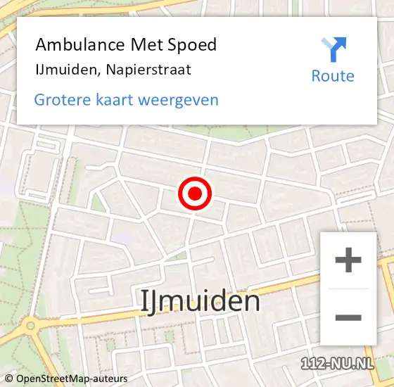Locatie op kaart van de 112 melding: Ambulance Met Spoed Naar IJmuiden, Napierstraat op 23 februari 2019 14:05