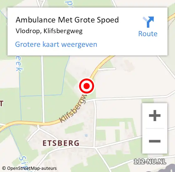 Locatie op kaart van de 112 melding: Ambulance Met Grote Spoed Naar Vlodrop, Klifsbergweg op 23 februari 2019 14:49