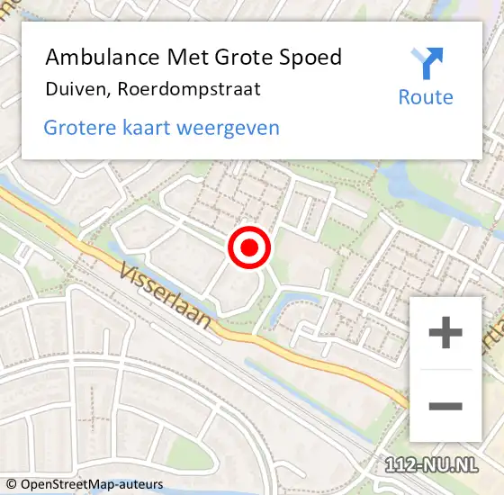 Locatie op kaart van de 112 melding: Ambulance Met Grote Spoed Naar Duiven, Roerdompstraat op 23 februari 2019 14:53
