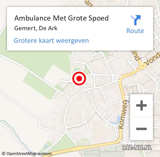 Locatie op kaart van de 112 melding: Ambulance Met Grote Spoed Naar Gemert, De Ark op 23 februari 2019 15:03