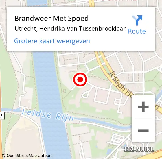 Locatie op kaart van de 112 melding: Brandweer Met Spoed Naar Utrecht, Hendrika Van Tussenbroeklaan op 23 februari 2019 15:09