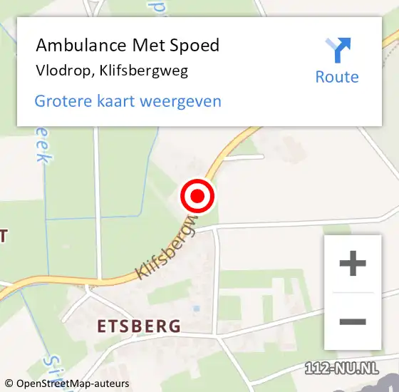 Locatie op kaart van de 112 melding: Ambulance Met Spoed Naar Vlodrop, Klifsbergweg op 23 februari 2019 15:19