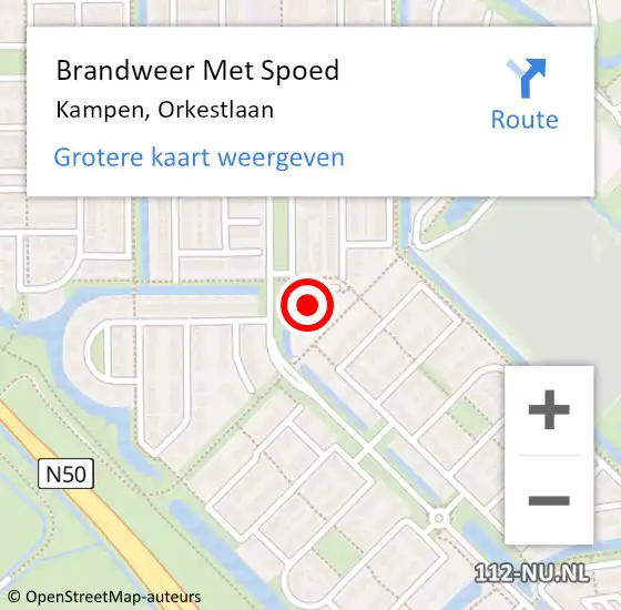 Locatie op kaart van de 112 melding: Brandweer Met Spoed Naar Kampen, Orkestlaan op 24 maart 2014 14:05