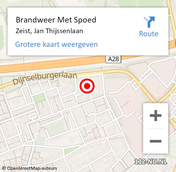 Locatie op kaart van de 112 melding: Brandweer Met Spoed Naar Zeist, Jan Thijssenlaan op 23 februari 2019 16:14