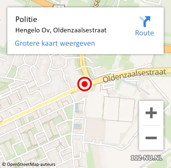 Locatie op kaart van de 112 melding: Politie Hengelo Ov, Oldenzaalsestraat op 23 februari 2019 16:20