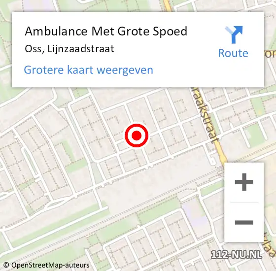 Locatie op kaart van de 112 melding: Ambulance Met Grote Spoed Naar Oss, Lijnzaadstraat op 23 februari 2019 16:35