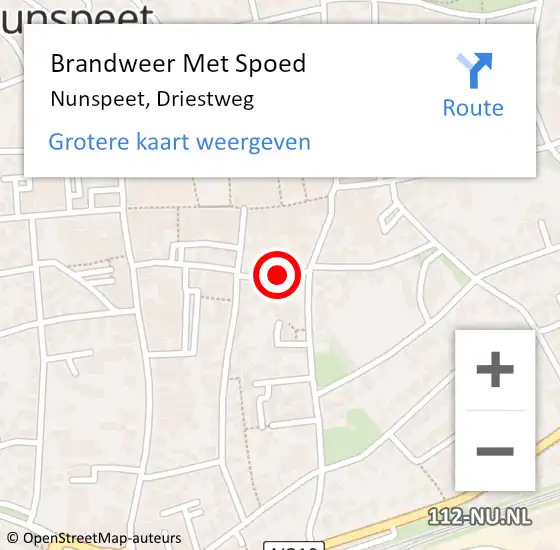 Locatie op kaart van de 112 melding: Brandweer Met Spoed Naar Nunspeet, Driestweg op 23 februari 2019 18:23