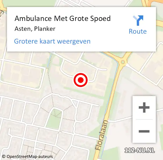 Locatie op kaart van de 112 melding: Ambulance Met Grote Spoed Naar Asten, Planker op 23 februari 2019 19:20