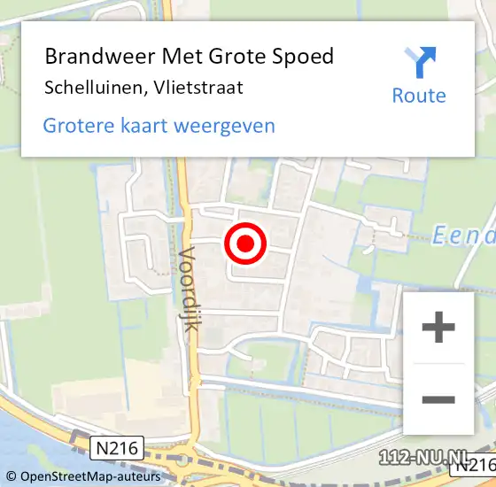 Locatie op kaart van de 112 melding: Brandweer Met Grote Spoed Naar Schelluinen, Vlietstraat op 23 februari 2019 19:31