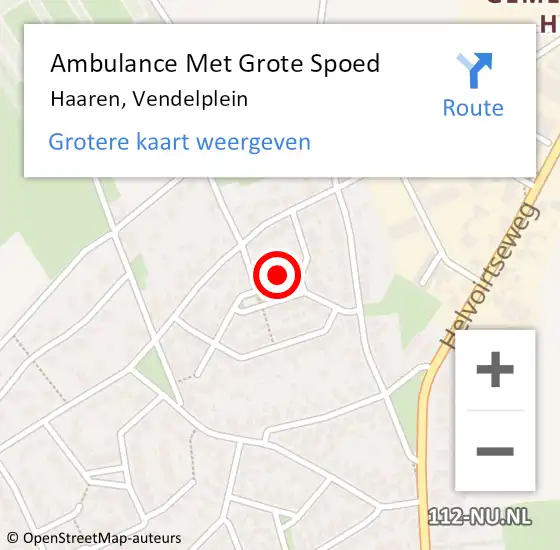 Locatie op kaart van de 112 melding: Ambulance Met Grote Spoed Naar Haaren, Vendelplein op 24 maart 2014 14:27