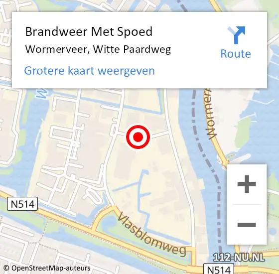 Locatie op kaart van de 112 melding: Brandweer Met Spoed Naar Wormerveer, Witte Paardweg op 23 februari 2019 21:19