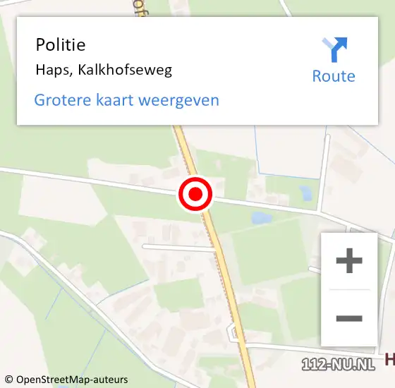 Locatie op kaart van de 112 melding: Politie Haps, Kalkhofseweg op 23 februari 2019 21:42