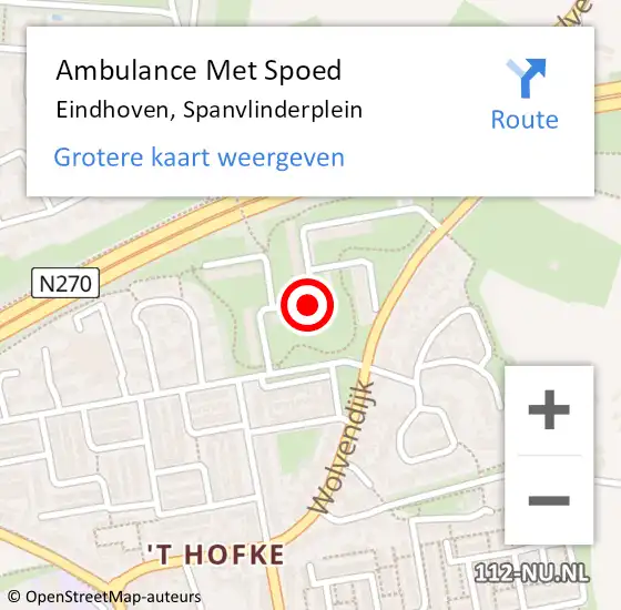 Locatie op kaart van de 112 melding: Ambulance Met Spoed Naar Eindhoven, Spanvlinderplein op 23 februari 2019 21:58