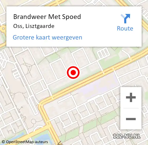 Locatie op kaart van de 112 melding: Brandweer Met Spoed Naar Oss, Lisztgaarde op 23 februari 2019 22:11