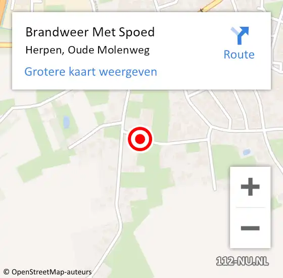 Locatie op kaart van de 112 melding: Brandweer Met Spoed Naar Herpen, Oude Molenweg op 24 februari 2019 00:30