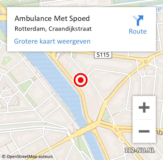 Locatie op kaart van de 112 melding: Ambulance Met Spoed Naar Rotterdam, Craandijkstraat op 24 februari 2019 01:11