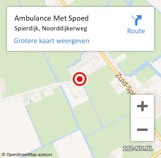 Locatie op kaart van de 112 melding: Ambulance Met Spoed Naar Spierdijk, Noorddijkerweg op 24 februari 2019 01:23