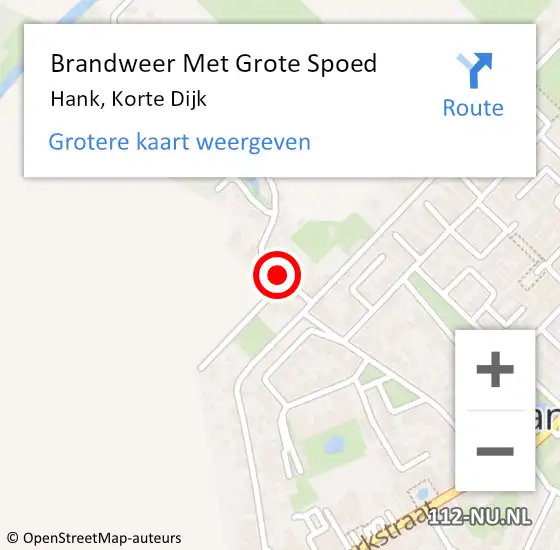 Locatie op kaart van de 112 melding: Brandweer Met Grote Spoed Naar Hank, Korte Dijk op 24 februari 2019 01:27